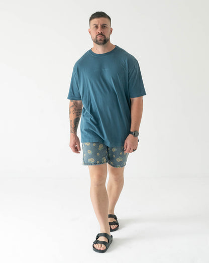 Mens Small Logo Pigment Tee: Teal
