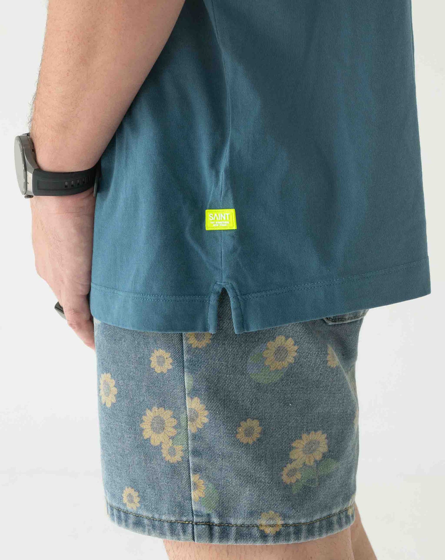 Mens Small Logo Pigment Tee: Teal