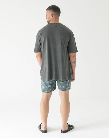 Mens Small Logo Pigment Tee: Charcoal