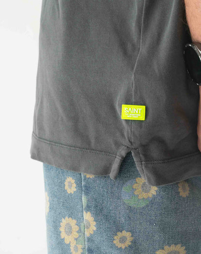 Mens Small Logo Pigment Tee: Charcoal