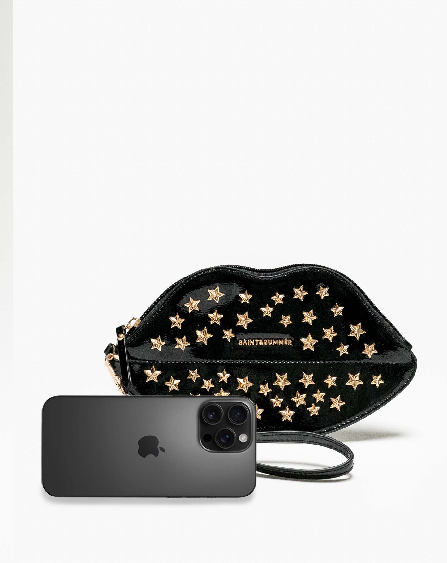 Bacio Lip Clutch With Studs