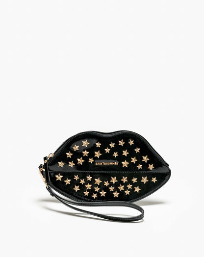 Bacio Lip Clutch With Studs