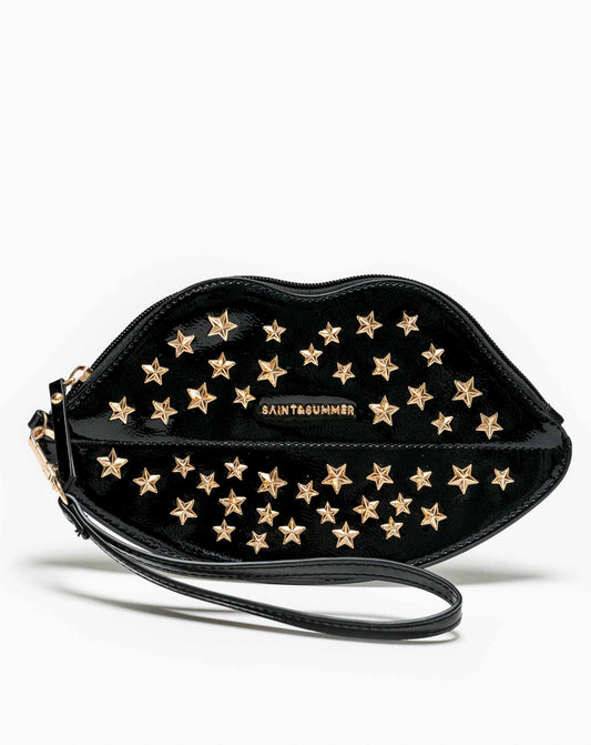 Bacio Lip Clutch With Studs