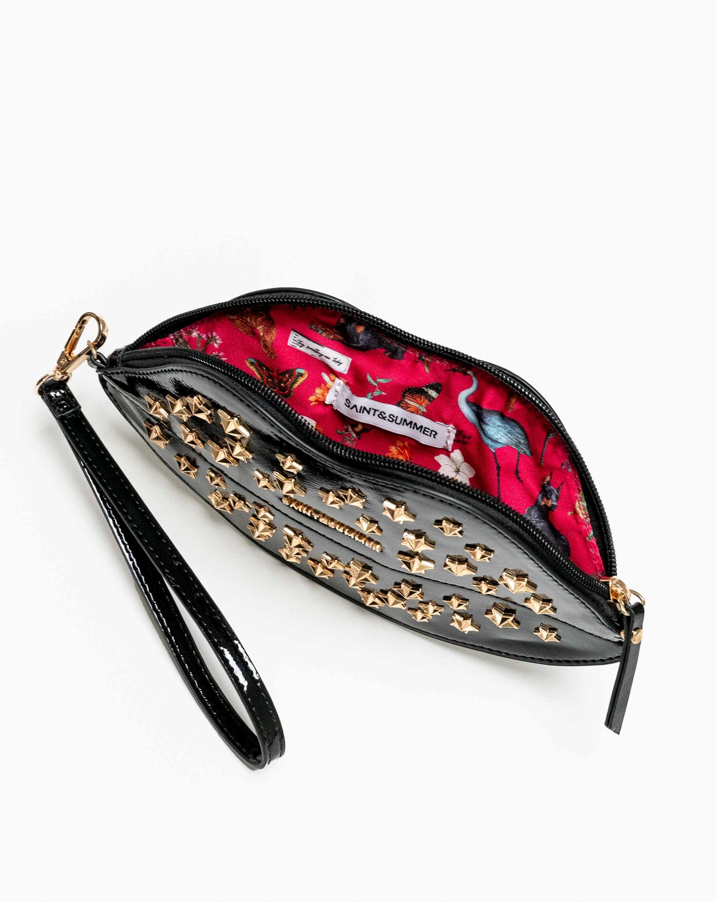 Bacio Lip Clutch With Studs