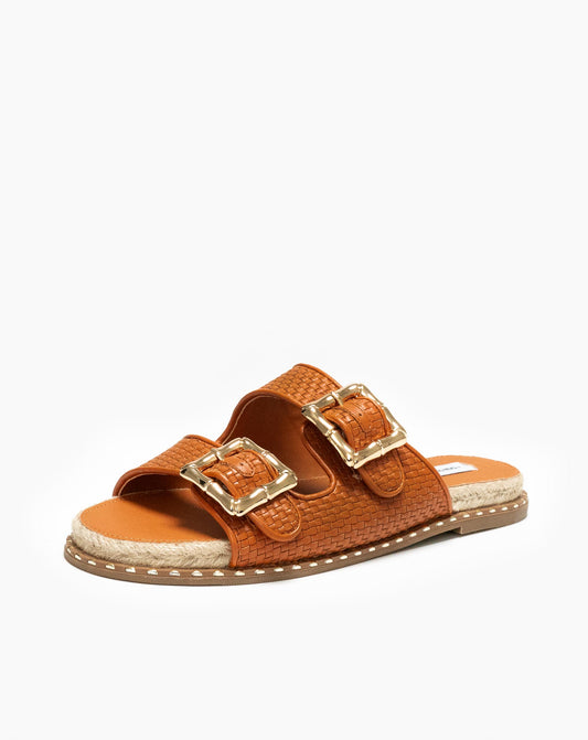 Ladies Jewelled Double Buckle Slide Sandal