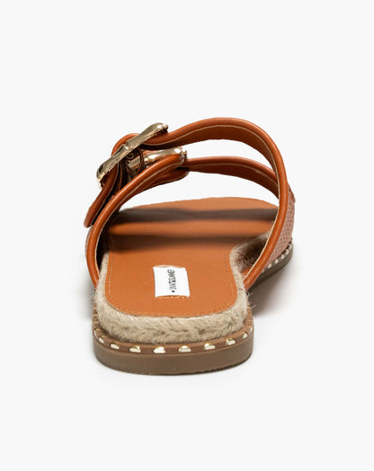 Ladies Jewelled Double Buckle Slide Sandal