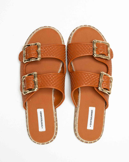 Ladies Jewelled Double Buckle Slide Sandal
