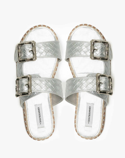 Ladies Clara Buckle Studded Slide Sandal