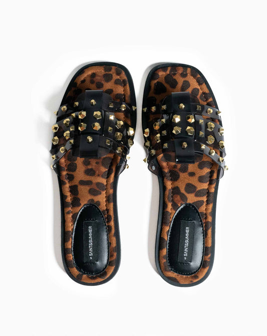 Imani Jelly Studded Slides - Flat Sandals