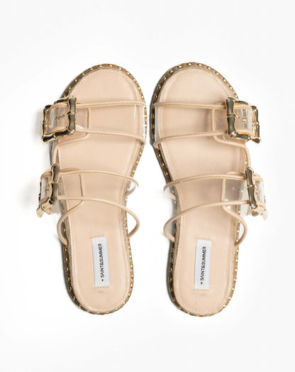 Ladies Transparent Studded Slide Sandal