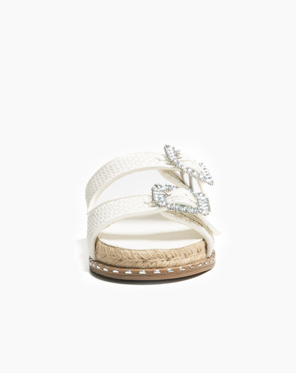Ladies Jewelled Double Buckle Slide Sandal