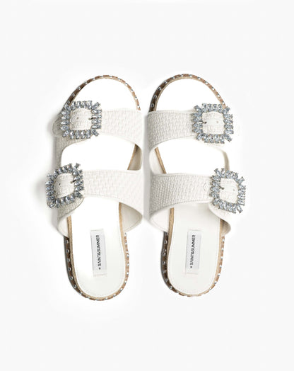 Ladies Jewelled Double Buckle Slide Sandal