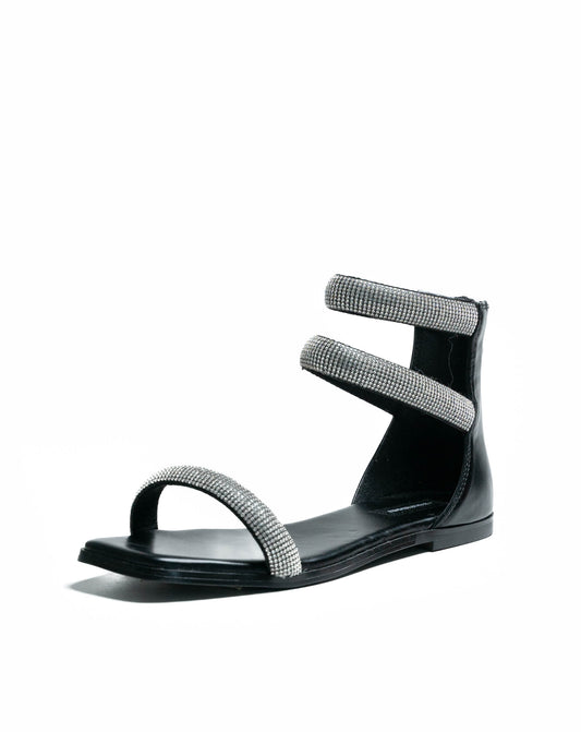 Ladies Cali Black Bejewelled Ankle Sandal