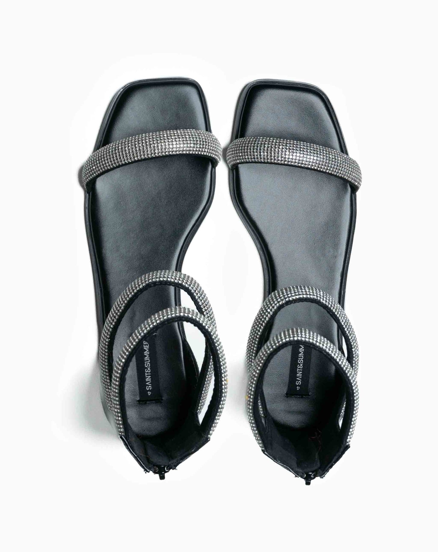Ladies Cali Black Bejewelled Ankle Sandal