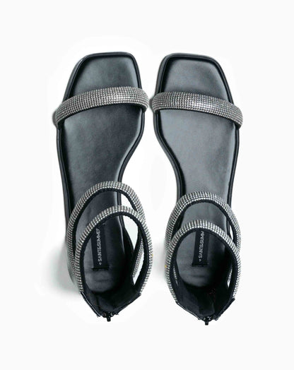 Ladies Cali Black Bejewelled Ankle Sandal