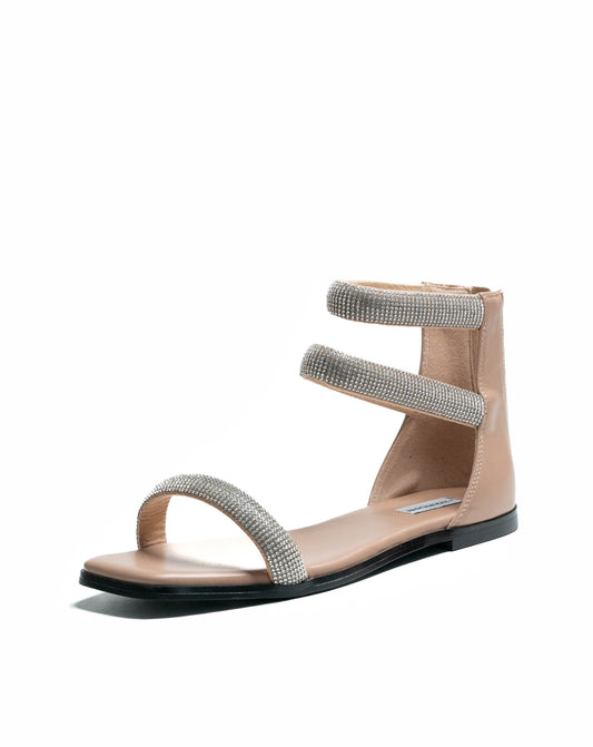 Ladies Cali Nude Bejewelled Ankle Sandal
