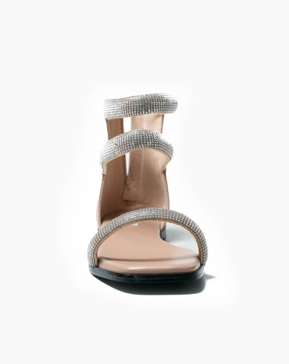 Ladies Cali Nude Bejewelled Ankle Sandal