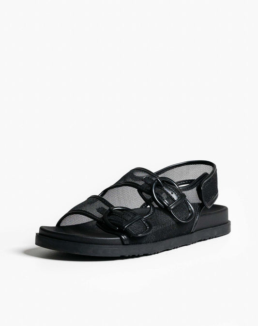 Flora Mesh Sandals - Black - Flat Sandals