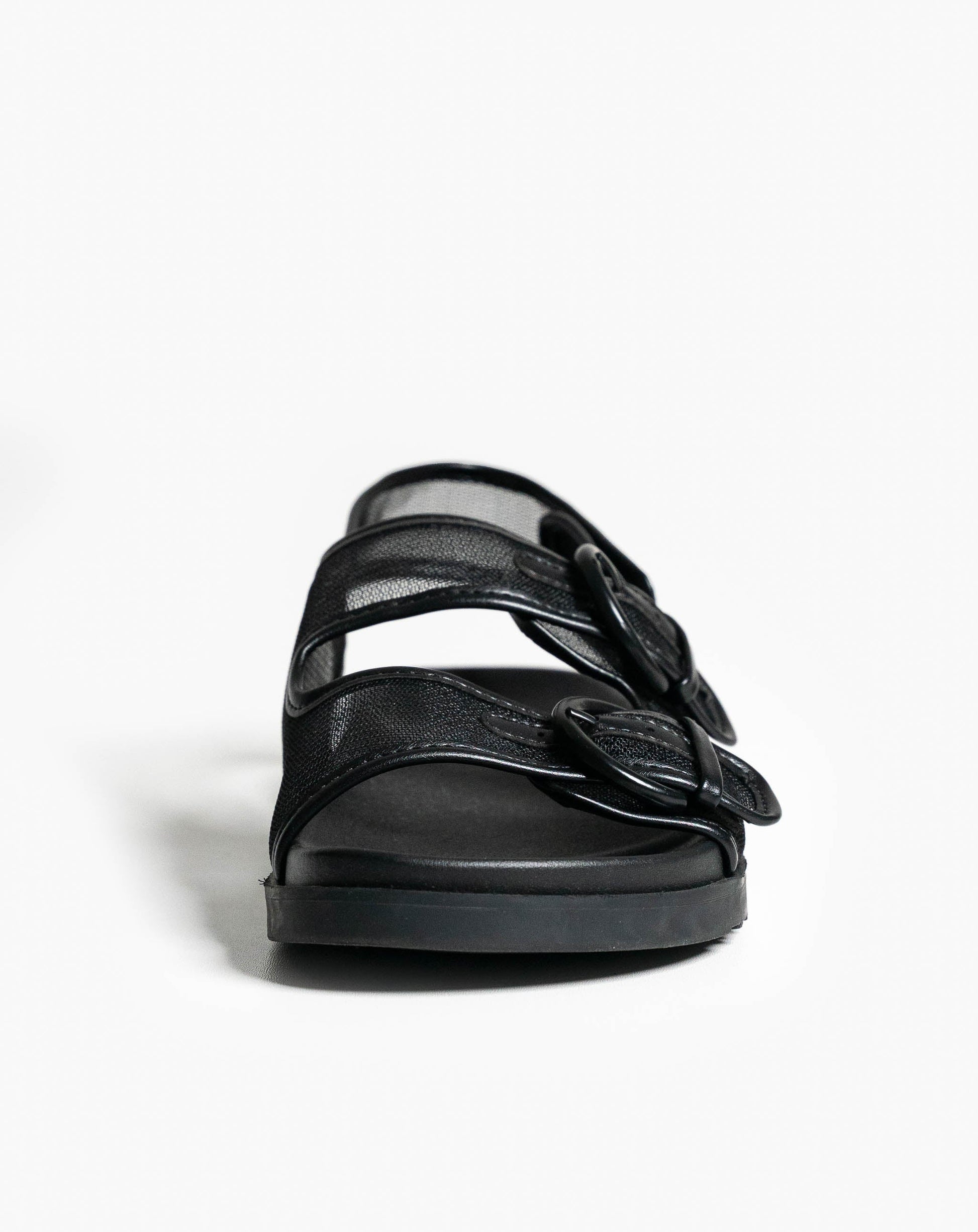 Flora Mesh Sandals - Black - Flat Sandals