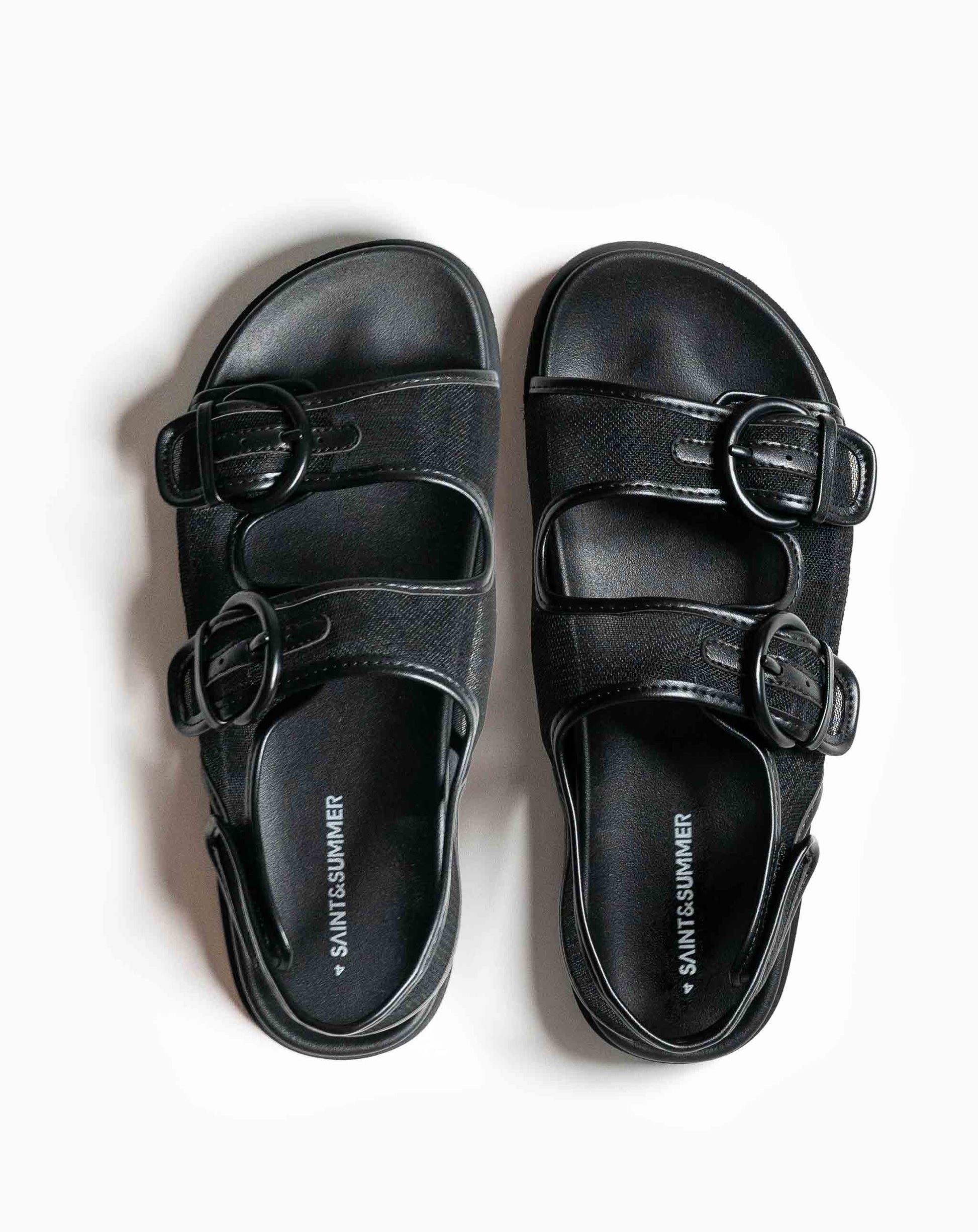 Flora Mesh Sandals - Black - Flat Sandals
