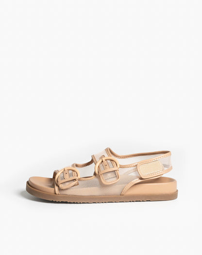Flora Mesh Sandals - Nude - Flat Sandals