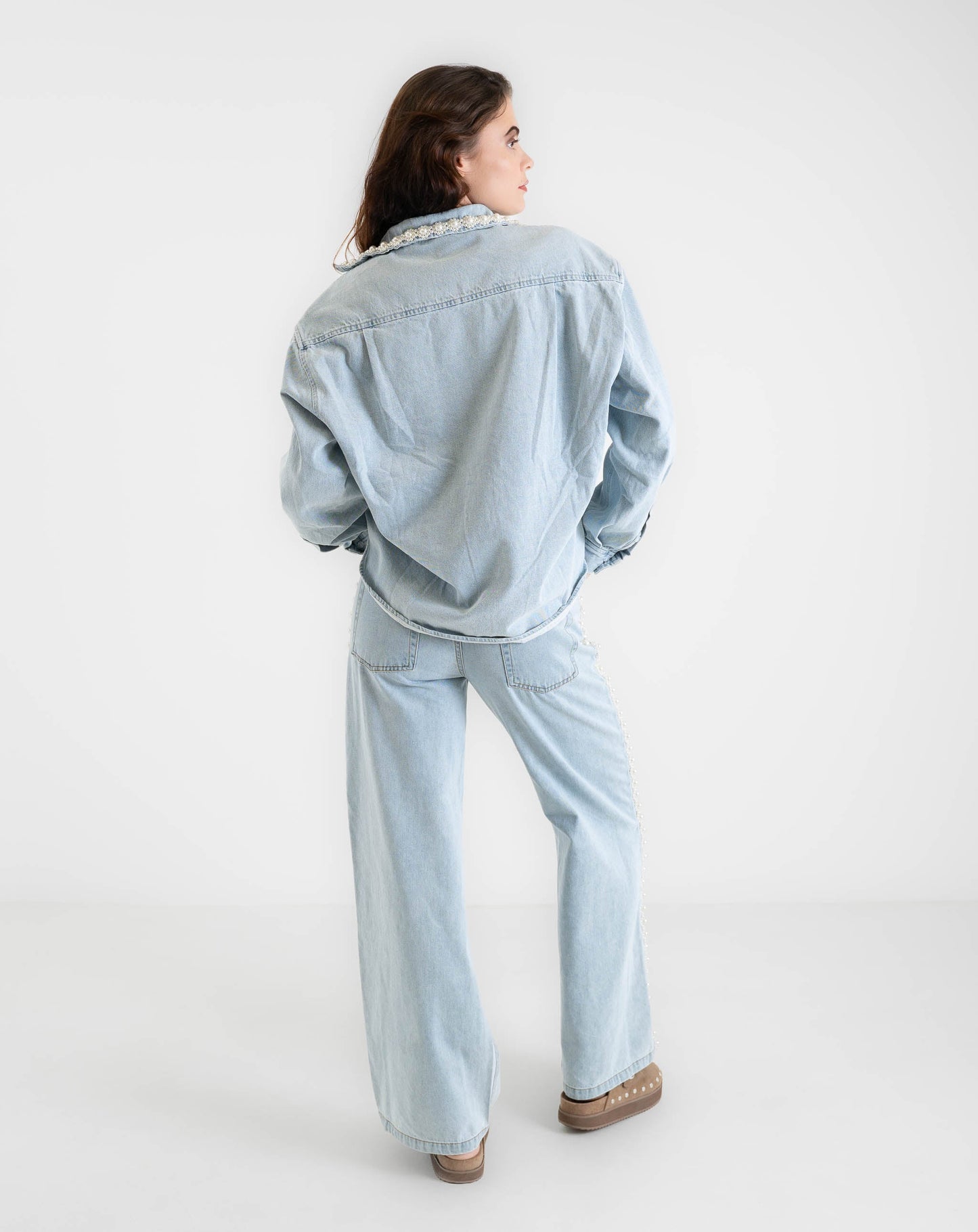 Ladies Gilded Pearl Detail Jean - Pants