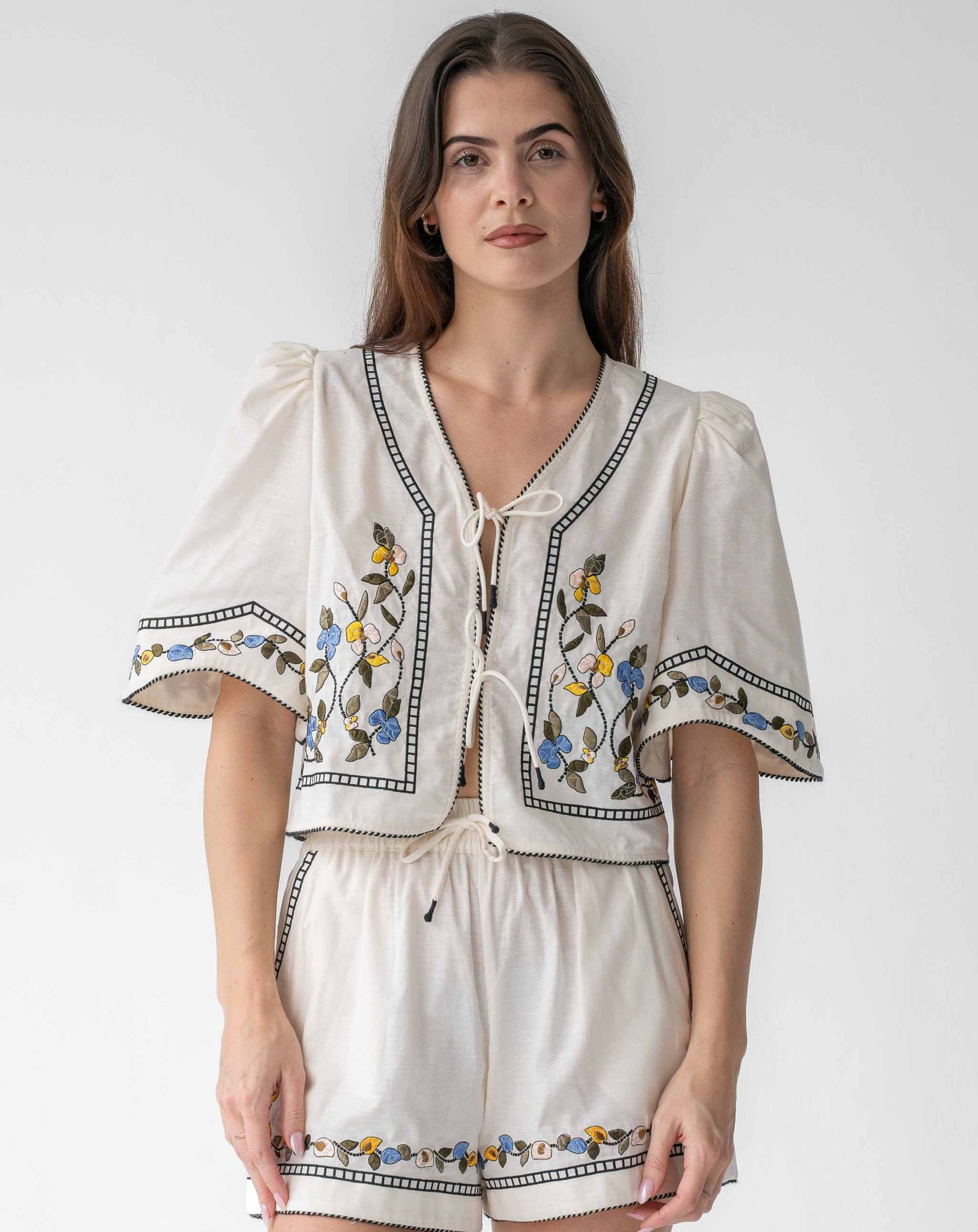 Ladies White & Floral Mia Shirt