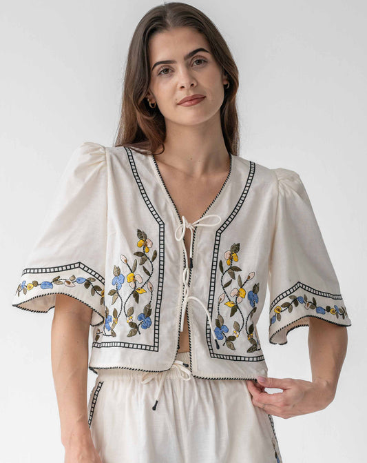 Ladies White & Floral Mia Shirt