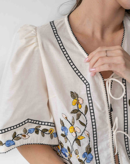 Ladies White & Floral Mia Shirt