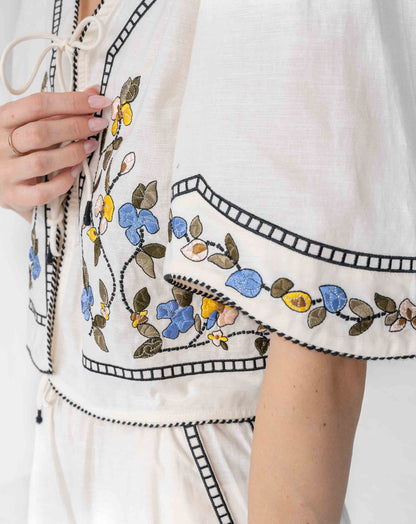 Ladies White & Floral Mia Shirt