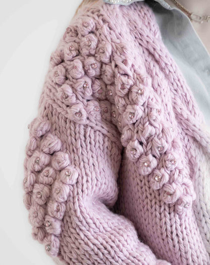 Ladies Pretty In Pink Bubble Cardigan