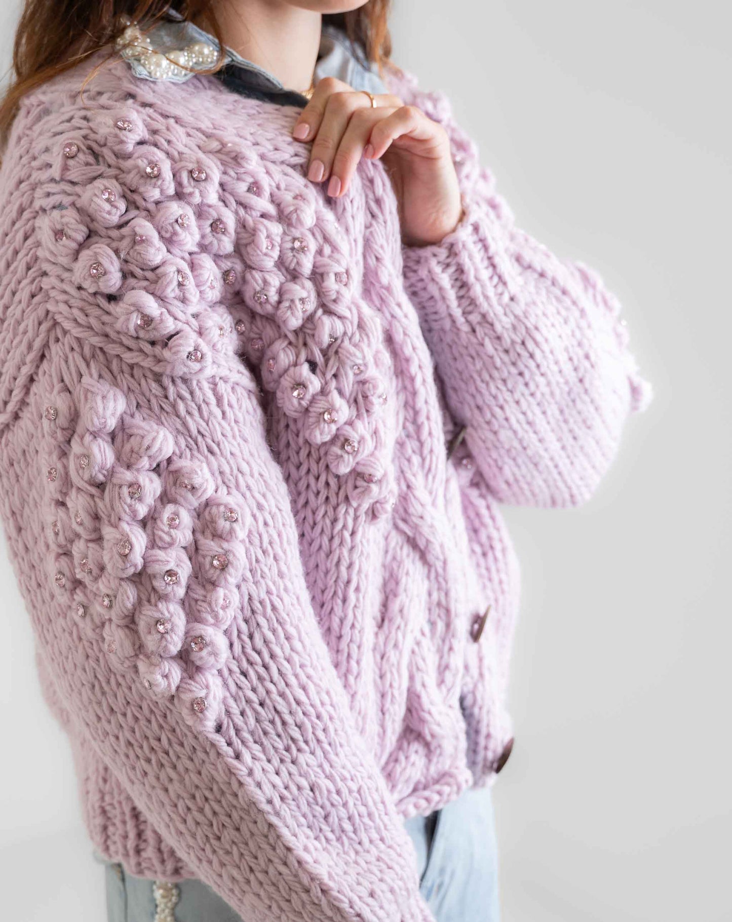Ladies Pretty In Pink Bubble Cardigan