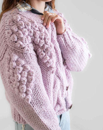 Ladies Pretty In Pink Bubble Cardigan