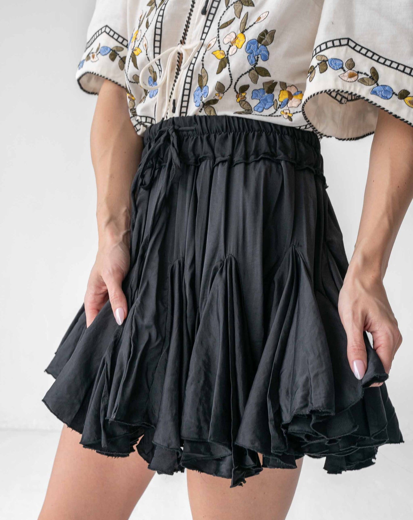 Ladies Black Flounce Skirt