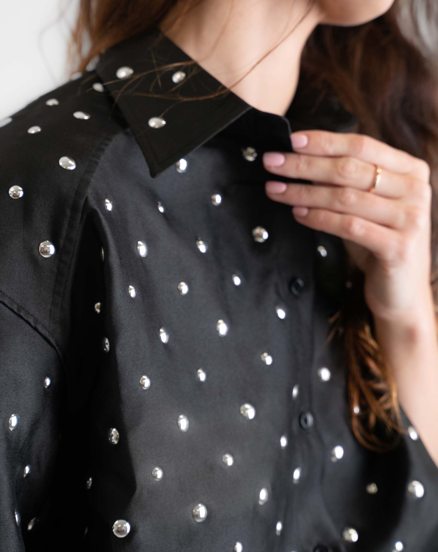 Ladies Noir Button Up Shirt - Knit Tops