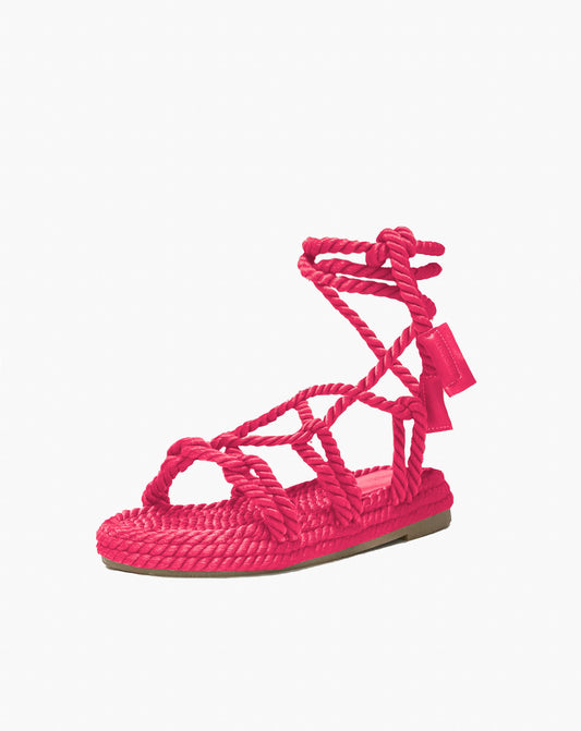 Ladies Ventura Rope Lace Up Sandal - Pink