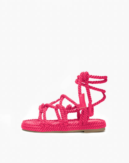 Ladies Ventura Rope Lace Up Sandal - Pink