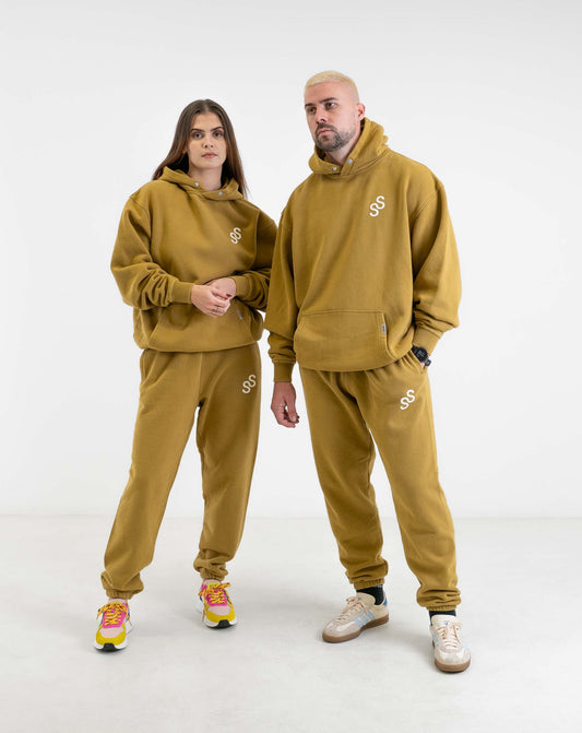 Unisex Fleece Pants Yellow Cursive Logo