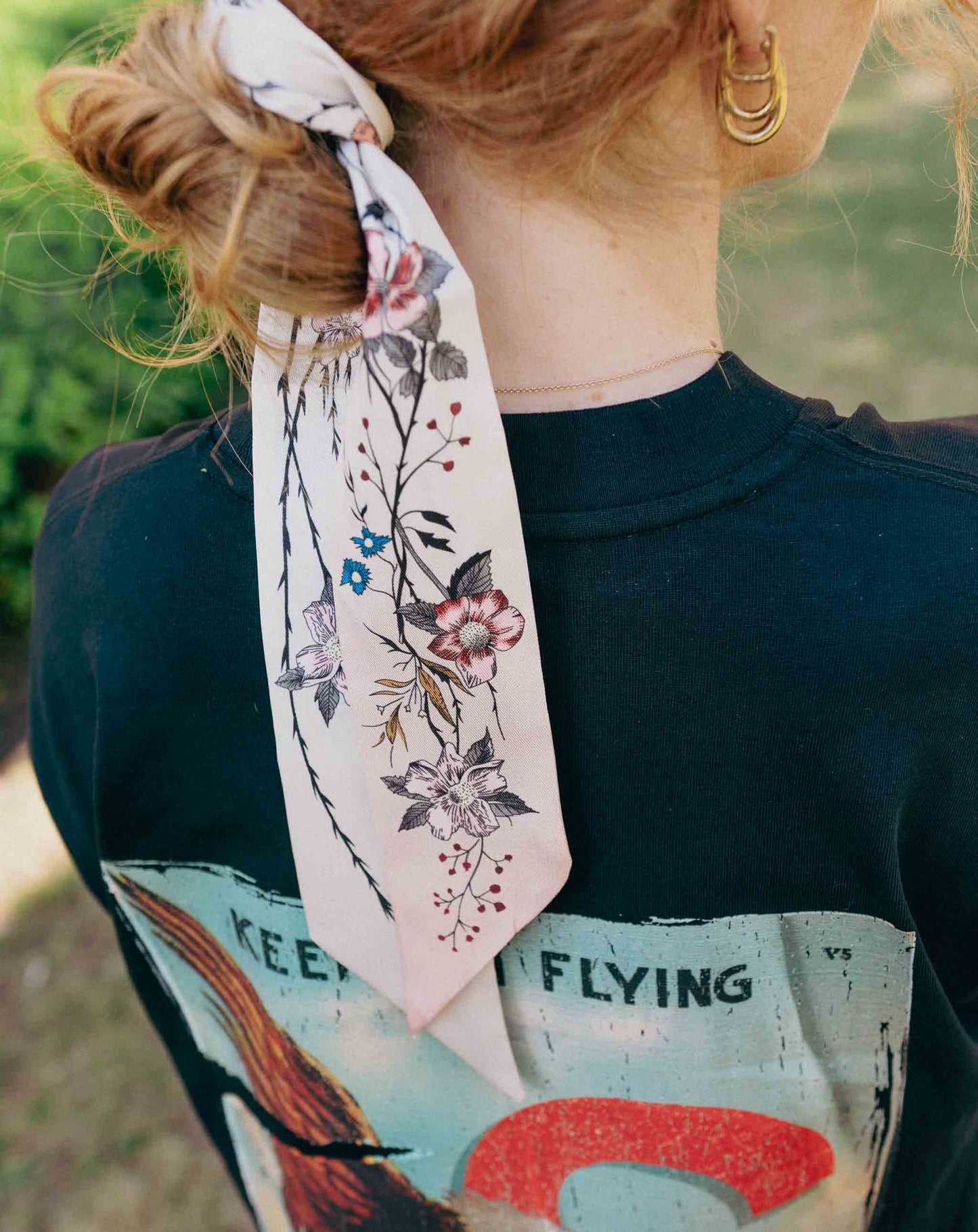Celestina Twill Floral Scarf with S&S Logo