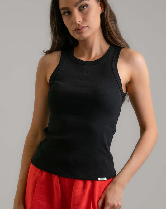 Marina Logo Vest Black - Knit Tops