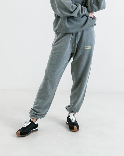 Unisex Fleece Pants Charcoal with Block Logo