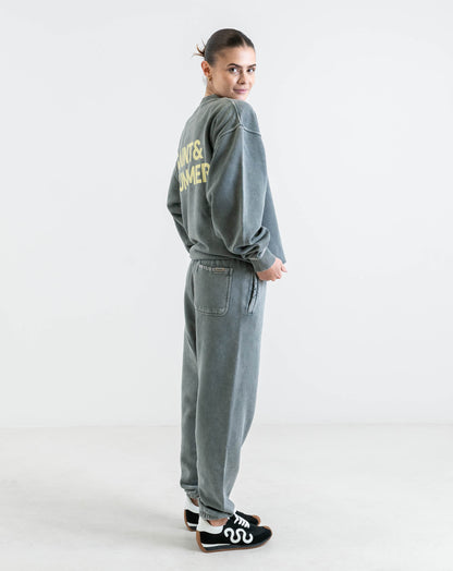 Unisex Fleece Pants Charcoal with Block Logo