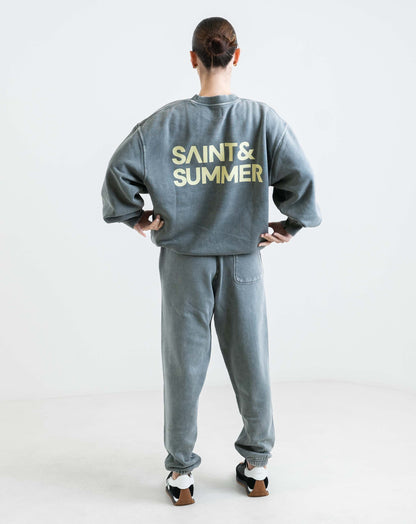 Unisex Fleece Pants Charcoal with Block Logo