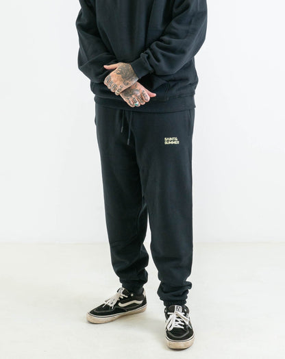 Unisex Fleece Pants Black Block logo