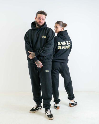 Unisex Fleece Pants Black Block logo