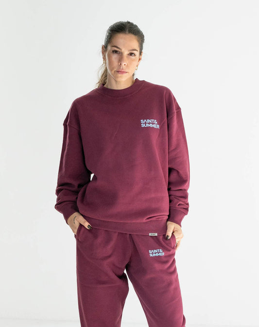 Unisex Burgundy Classic Crew Fleece Sweater