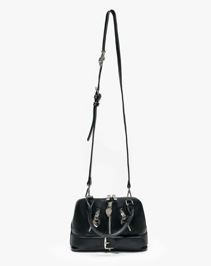Spalla Black Biker Top Handle Crossbody