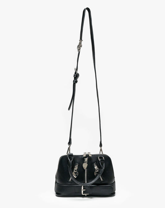 Spalla Black Biker Top Handle Crossbody