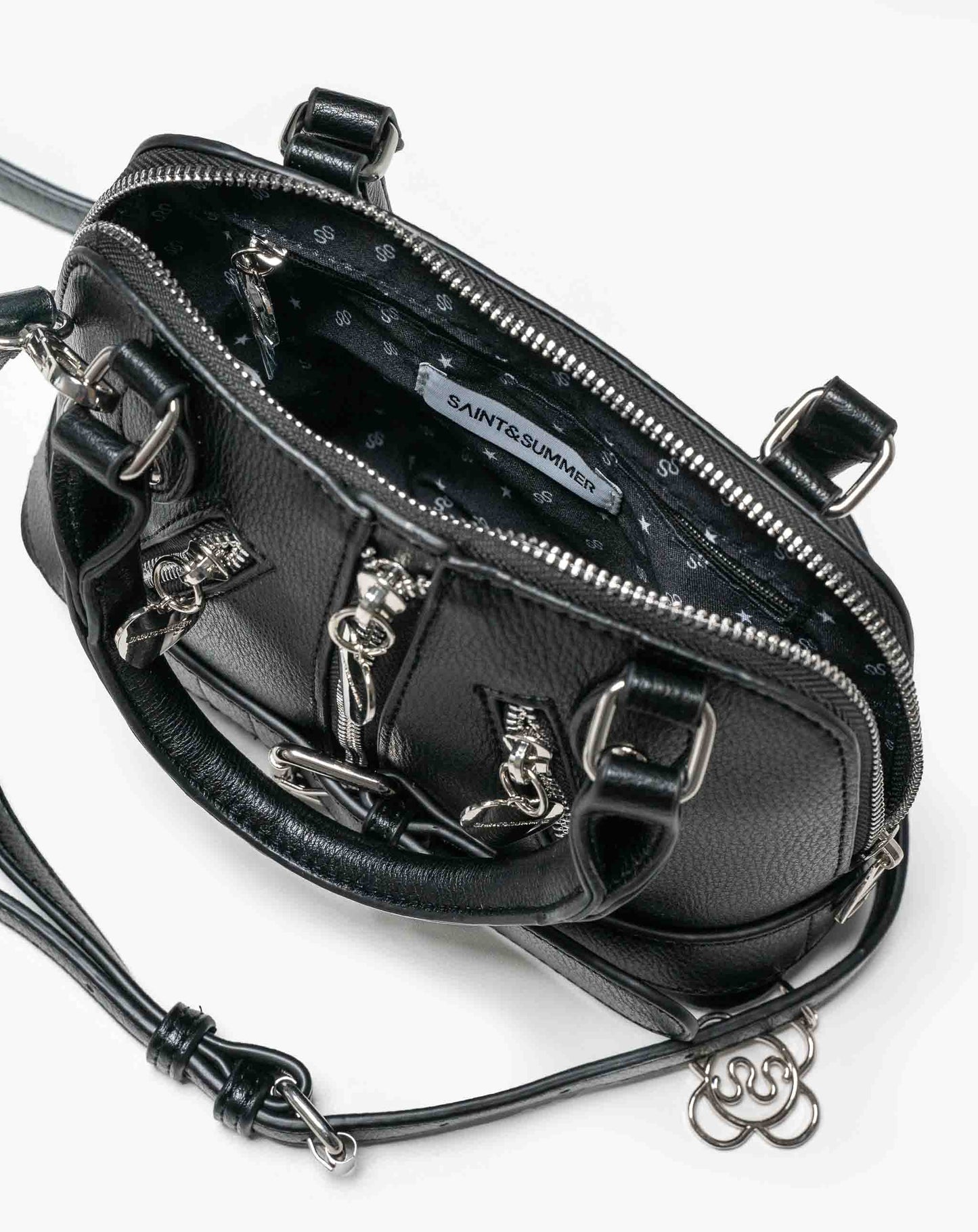 Spalla Black Biker Top Handle Crossbody