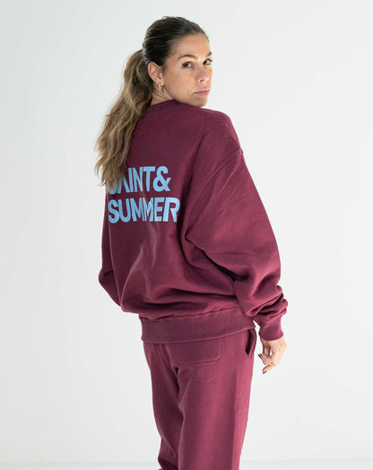 Unisex Burgundy Classic Crew Fleece Sweater